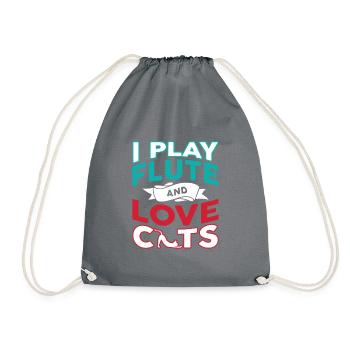 I Play Flute And Love Cats - Turnbeutel - Grau - Vorne