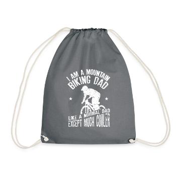 I Am A Mountain Biking Dad design Funny Gift for - Drawstring Bag - grey - Front