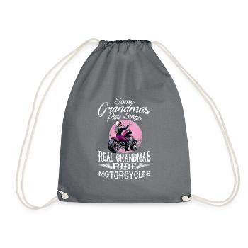 Real Grandmas Ride Motorcycles design Funny Gift - Drawstring Bag - grey - Front