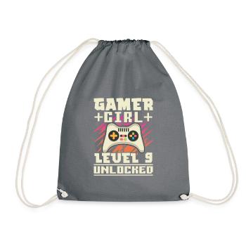 Gamer Girl 9th Bday - Turnbeutel - Grau - Vorne