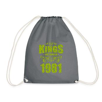 kings are born 1981 - Drawstring Bag - grey - Front