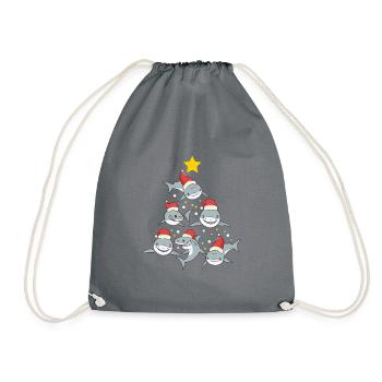 Cute Sharks Xmas Tree - Turnbeutel - Grau - Vorne