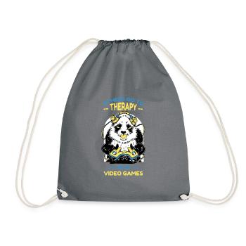 Others Go To Therapy I Play Video Games - Drawstring Bag - grey - Front