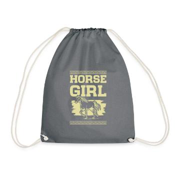 Horse Girl - Drawstring Bag - grey - Front