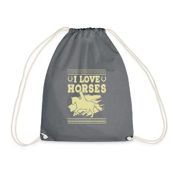 I love Horses - Turnbeutel - Grau - Vorne