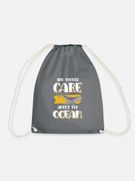 save the ocean spruch - Turnbeutel - Grau