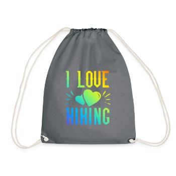 I love hiking - Drawstring Bag - grey - Front