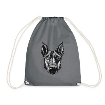 Doberman Hund Portrait - Turnbeutel - Grau - Vorne