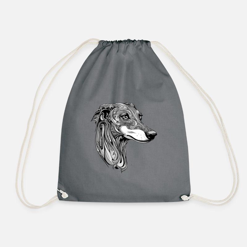 Greyhound Dog Portrait - Drawstring Bag - grey