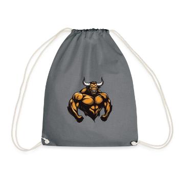 Bulle Stier Muskeln Workout Gym - Turnbeutel - Grau - Vorne