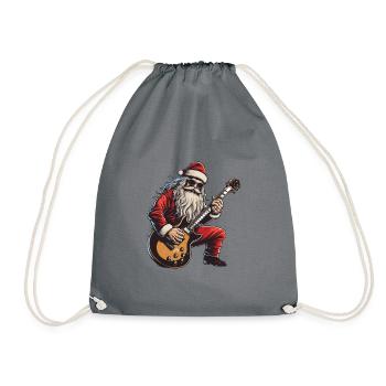 Santa Claus Guitar Santa - Drawstring Bag - grey - Front