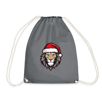 Lion Head Christmas Christmas - Drawstring Bag - grey - Front