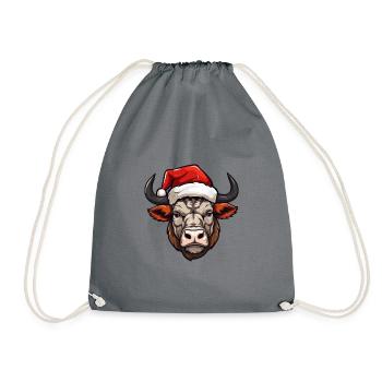 Bull Head Christmas Christmas - Drawstring Bag - grey - Front