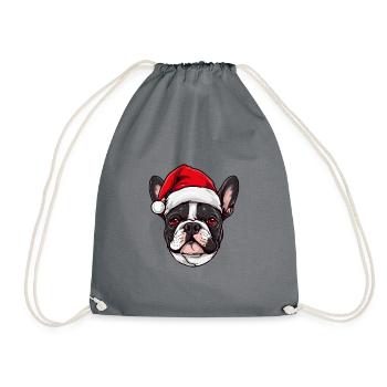 Tête de chien bouledogue français Noël Noël - Sac de sport léger - gris - Devant