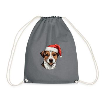 jack russel terrier Hund Weihnachten Kopf - Turnbeutel - Grau - Vorne
