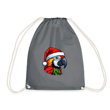 Parrot Christmas Animal Head - Drawstring Bag - grey - Front