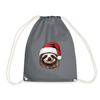 Sloth Christmas Animal Head - Drawstring Bag - grey - Front