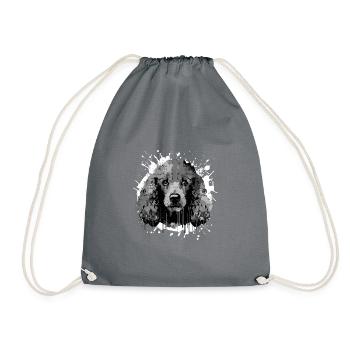 Pudel Hund Kopf Porträt Tier - Turnbeutel - Grau - Vorne