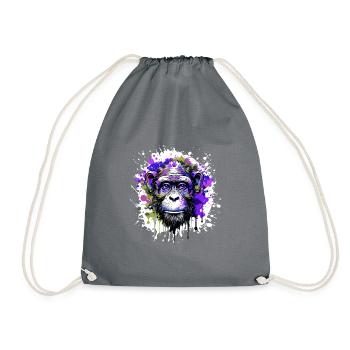 Monkey Head Portrait Colorful - Drawstring Bag - grey - Front