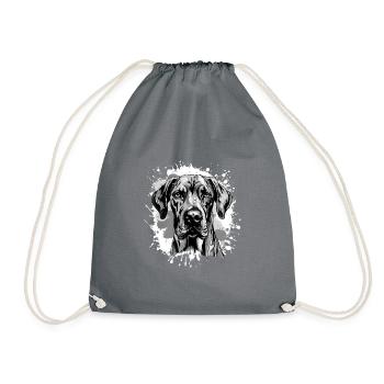 Great Dane Dog Head Portrait Animal - Drawstring Bag - grey - Front