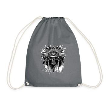 Crâne Apache amérindien - Sac de sport léger - gris - Devant