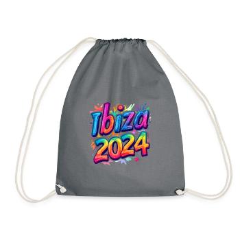 Ibiza 2024 Bunt Urlaub - Turnbeutel - Grau - Vorne