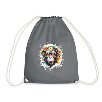 Monkey Pop Art Head - Drawstring Bag - grey - Front