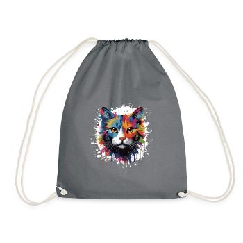 Tête de symbole de chat Pop Art - Sac de sport léger - gris - Devant