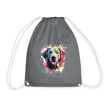 Labrador Dog Pop Art Head - Drawstring Bag - grey - Front