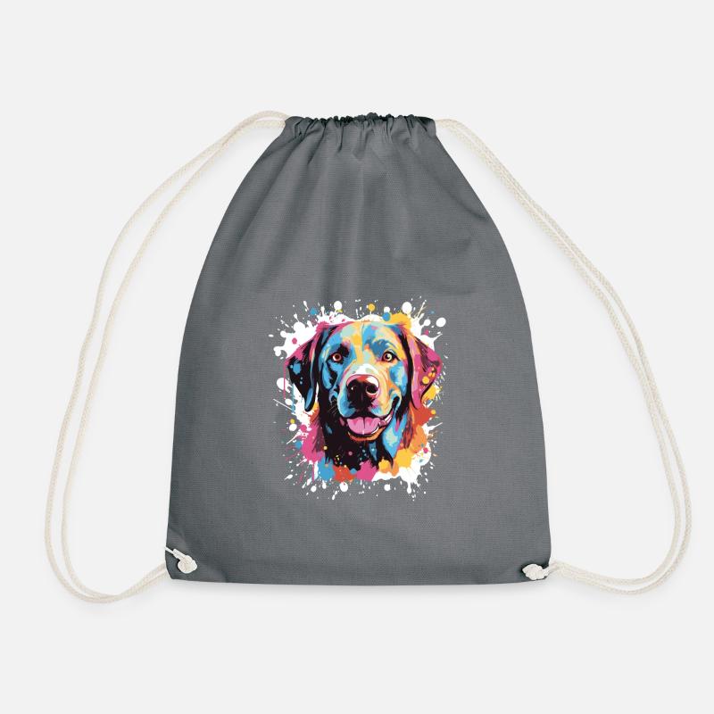 Labrador Hund Pop Art Kopf - Turnbeutel - Grau