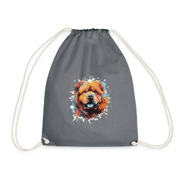 Chow Chow chien Pop Art tête - Sac de sport léger - gris - Devant