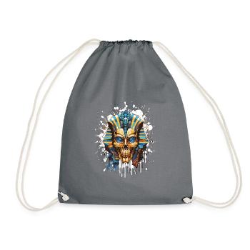 Pharaoh Skull Skeleton Pop Art - Drawstring Bag - grey - Front