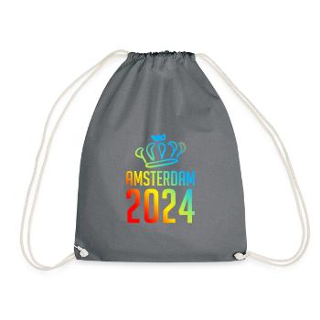 Amsterdam 2024 Bunt - Turnbeutel - Grau - Vorne