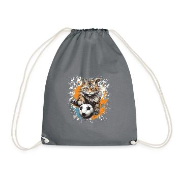 Cat Soccer Sports Team - Drawstring Bag - grey - Front