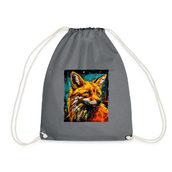 Fuchs Portrait - Turnbeutel - Grau - Vorne