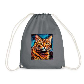 Cat Portrait - Drawstring Bag - grey - Front