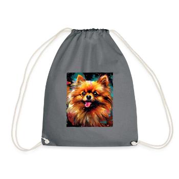 Pomeranian Hund Portrait - Turnbeutel - Grau - Vorne