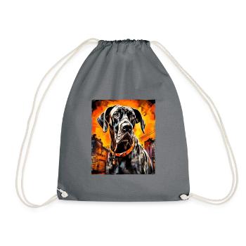 Great Dane Hund Portrait - Turnbeutel - Grau - Vorne