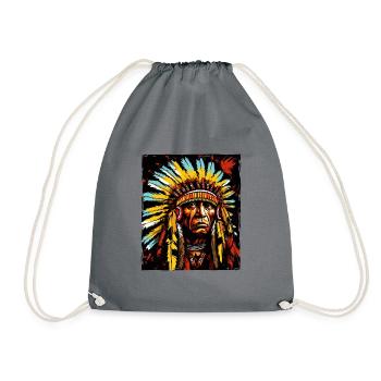 Apache Indian Chief - Drawstring Bag - grey - Front