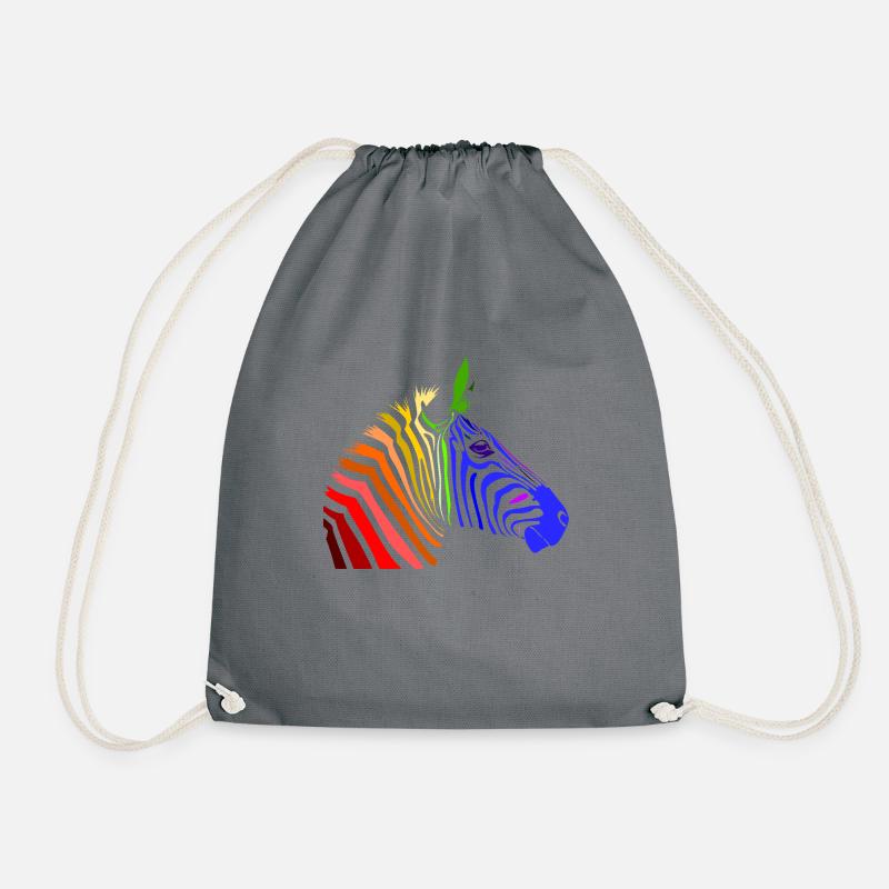 Zebra; Punk Zebra; Rainbow Zebra - Turnbeutel - Grau