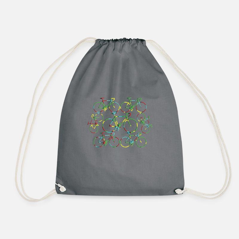 7 colorful bicycles - Drawstring Bag - grey