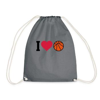 I love Basketball - Drawstring Bag - grey - Front
