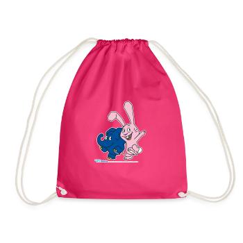 Elephant and rabbit hopping - Drawstring Bag - fuchsia - Front