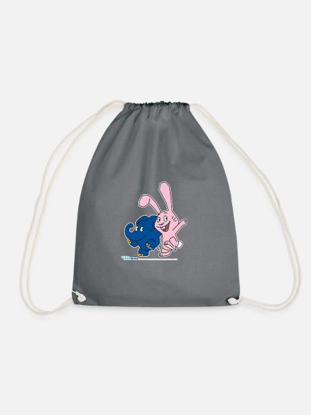 Elephant and rabbit hopping - Drawstring Bag - grey