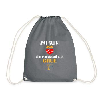 J'ai suivi mon coeur t-shirt grutier métier - Sac de sport léger - gris - Devant