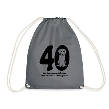 40. Geburtstag mit Hund - Turnbeutel - Grau - Vorne