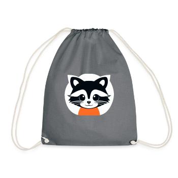 Raccoons Cute Cartoon Raccoon 5 - Drawstring Bag - grey - Front