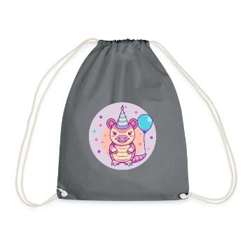 Armadillo Birthday Baby - Drawstring Bag - grey - Front
