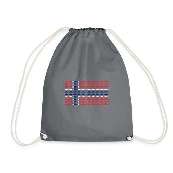 Norwegische Flagge Norwegen Herzen Geschenkidee - Turnbeutel - Grau - Vorne