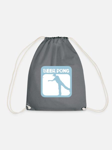 Logo Bier Pong Spieler - Turnbeutel - Grau
